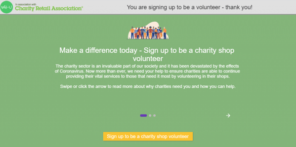 charity shop volunteer sign up